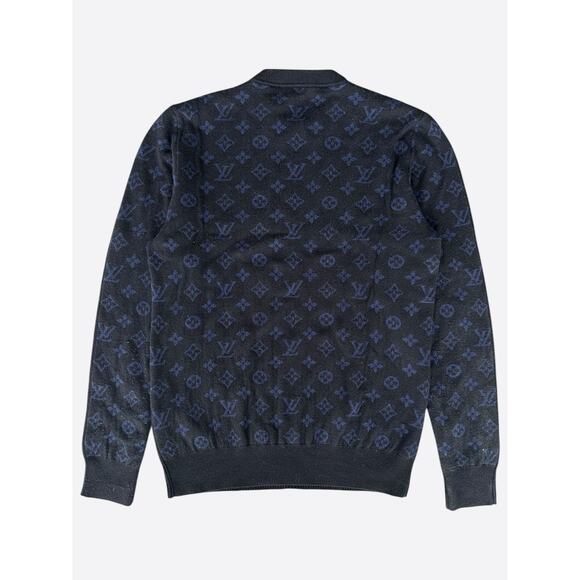 Louis Vuitton Black & Blue Half Monogram Cashmere Sweater